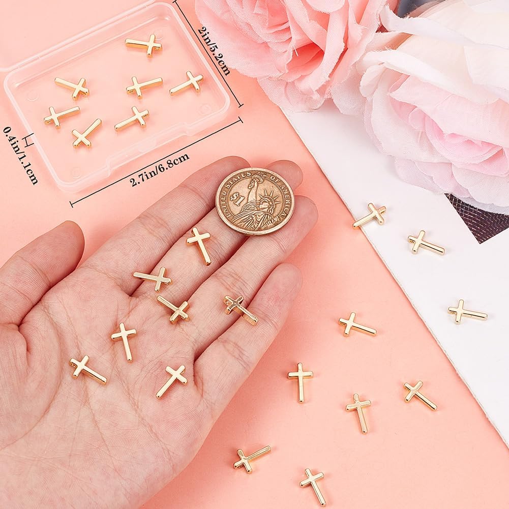 Beebeecraft 1 Box 30Pcs Cross Charms Real 18K Gold Plated Brass Crucifix Charms 13x8.5mm Loose Beads for Jewelry Making Bracelets Necklace Earring - Image 3