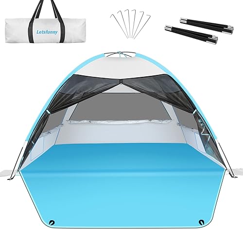 Miniatura 8 de Tienda de campaña grande y fácil de instalar, toldo de playa anti-UV, toldo de playa, toldo de playa con suelo extendido y 3 ventanas enrollables de