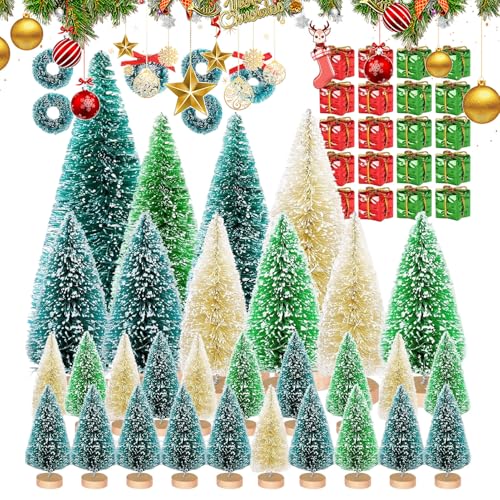 Set di piccoli alberi di Natale artificiali da tavolo,...