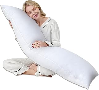 Large Body Pillows for Adults,Premium Full Body Pillow Insert for Side Sleeper, Soft & Fluffy Long Pillow for Bed, Machine Washable, White, 20x54 Inches