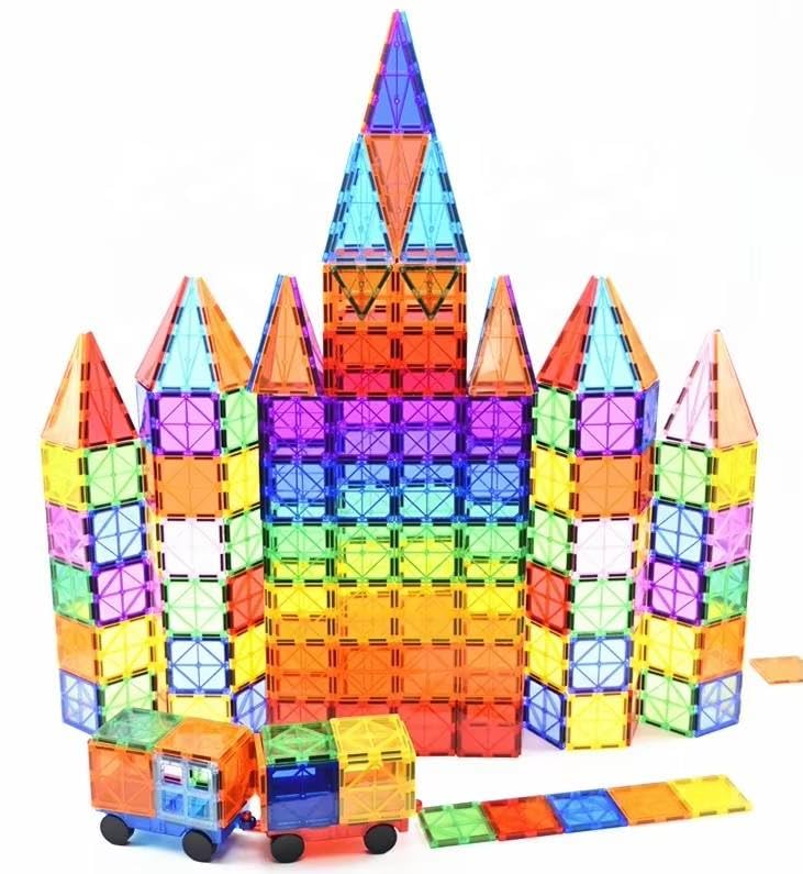 Magnetic Building Blocks for Kids, 100 PCS Magnetic Tiles STEM Construction Toy, Educational Montessori Building Set for Boys & Girls Aged 3 4 5 6 7 8 Years, Strong Magnets, Creative Learning Gift