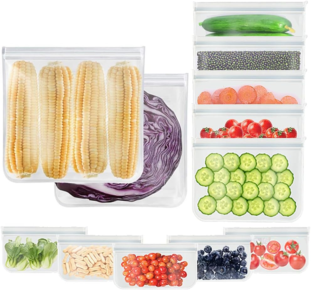 SPLF - Paquete De 9 Bolsas Reutilizables Para Congelador De Galones, Sin BPA, 1 Galón, Silicona