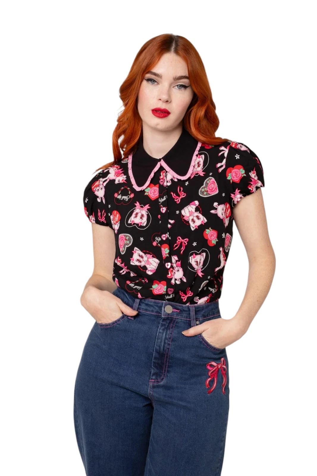 Hell Bunny Not Into You Blouse Blk