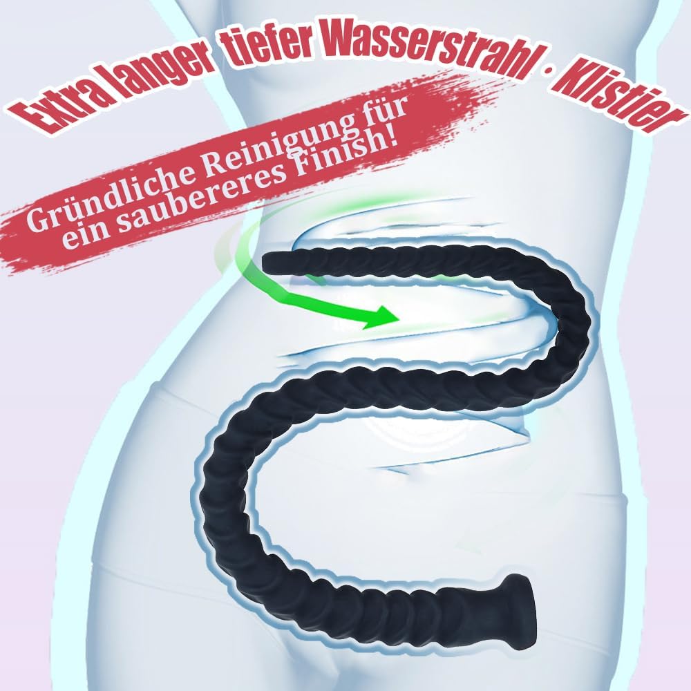 100 cm Analdusche für Analverkehr Einlauf & Intimdusche Silikon Anal Butt Plug Dildo G-Punkt Prostata Stimulation Analdildo Darmspülung Analdehne Erotisches Extrem Sexspielzeug für Männer Frauen (L)