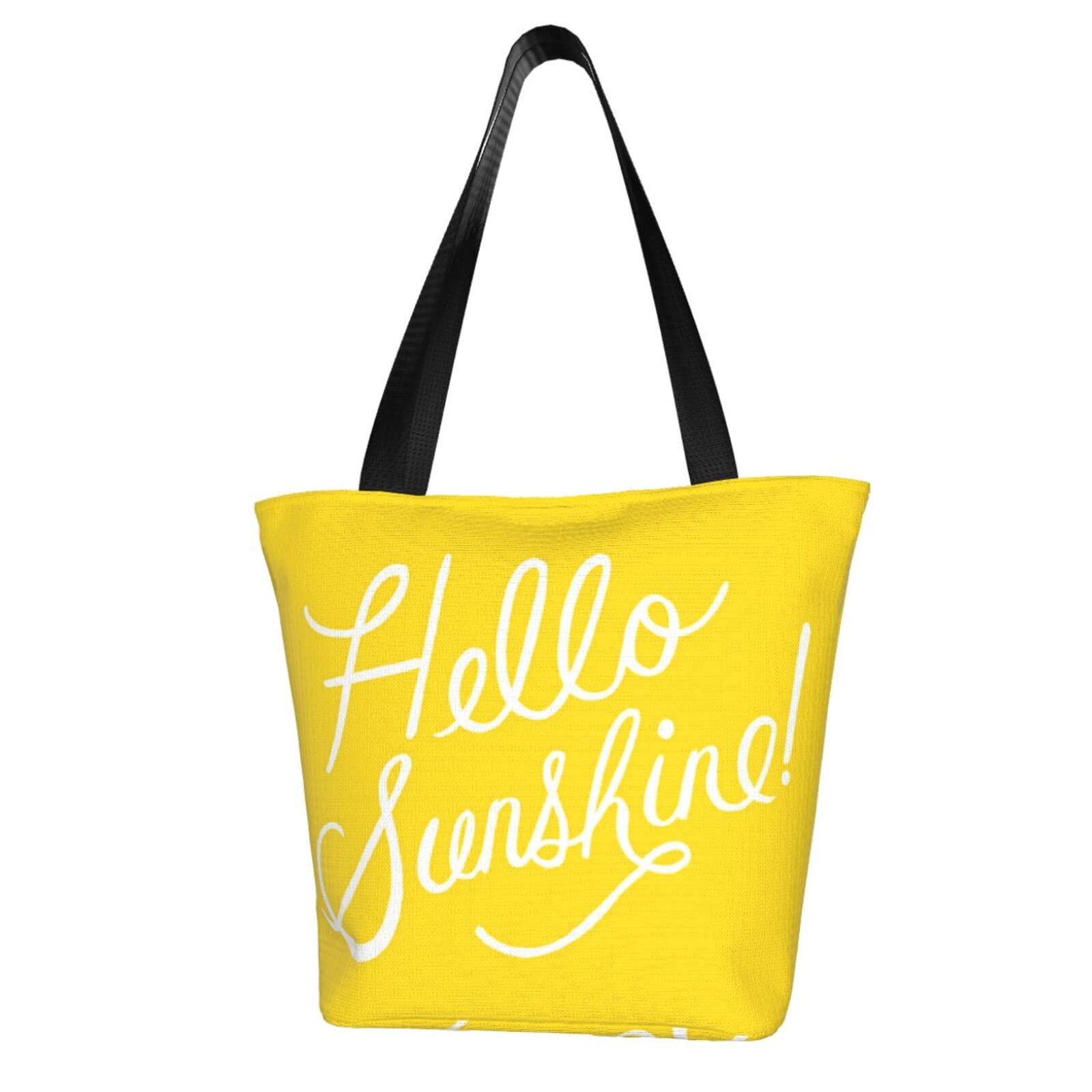 Women'S Tote Bag, Reusable Goodlooking Hello Sunshine Grocery Shopping Bags Washable Travel Comestic Bag