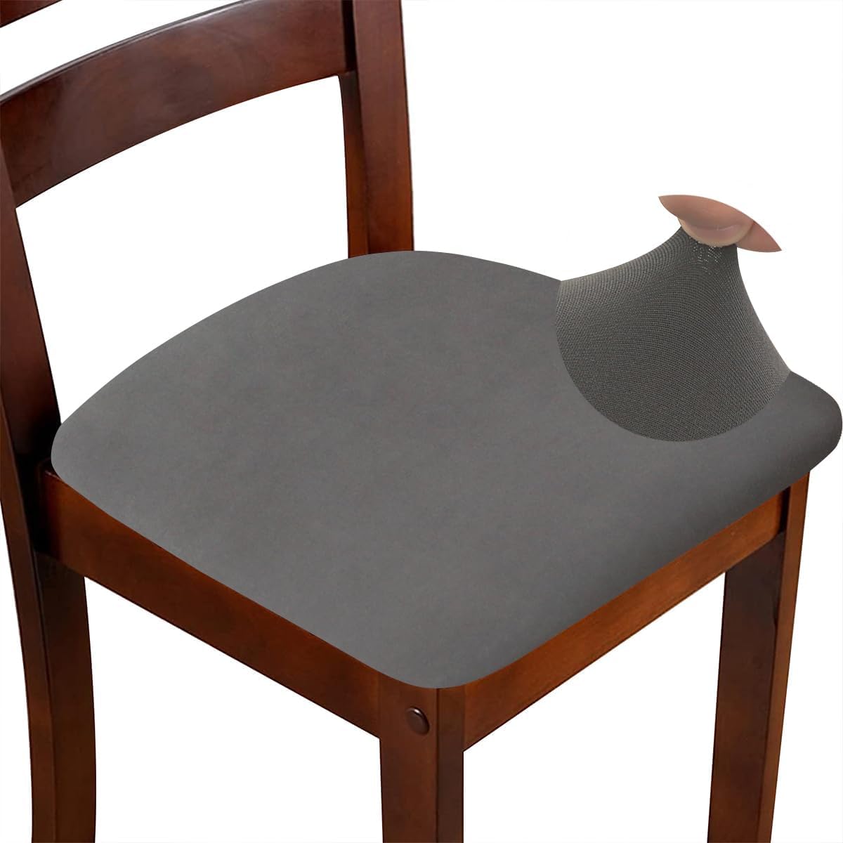 ZHILING Stretch grey Chair Seat Covers for Dining Room Set of 4