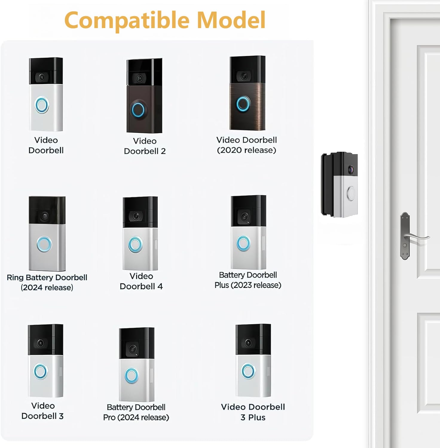 Supporto Angolare Regolabile Per Campanello Video 2° 3° 4° - Kit Da 30 A 55 Gradi - Foto 5