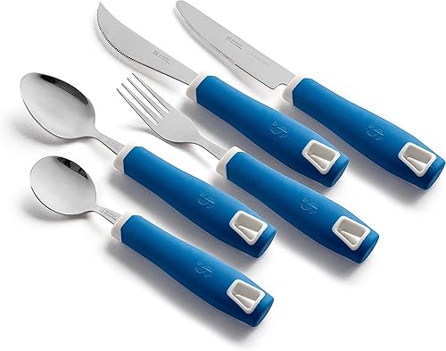 Special Supplies Adaptive Utensils - Juego de 5 piezas sin peso, asas antideslizantes para temblores de manos, artritis, Parkinson o uso anciano,