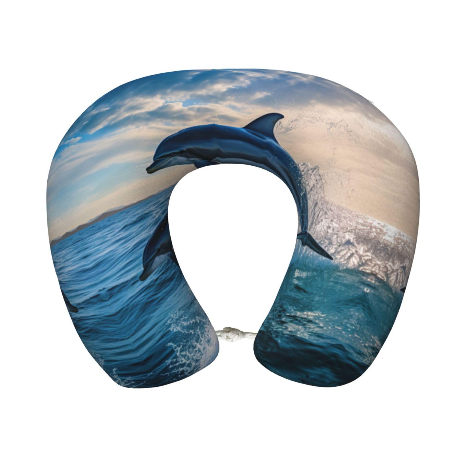peiyeety Dolphins Print Custom U-Shaped Pillow,Memory Foam Cervical Neck Travel Pillow,for Home,Camping,Travelling