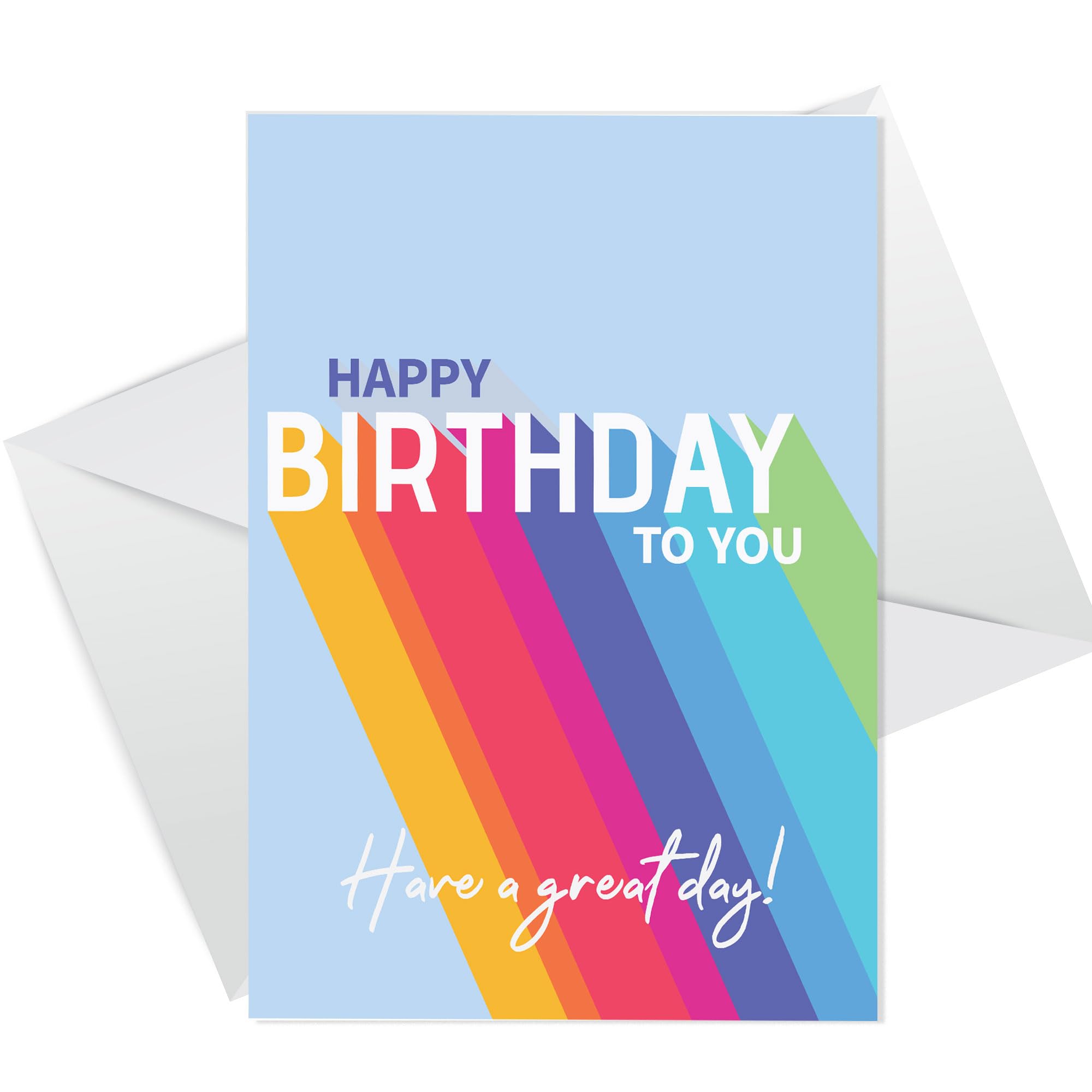 RED OCEAN Happy Birthday Card Fun Rainbow Card For Him Her Best Wishes Greetings Card With White Envelope