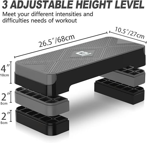 Miniatura 10 de GYMMAGE Paso de ejercicio aeróbico, escalón aeróbico ajustable para ejercicio, plataforma de entrenamiento para escalón, cubierta de escalón de 26.5