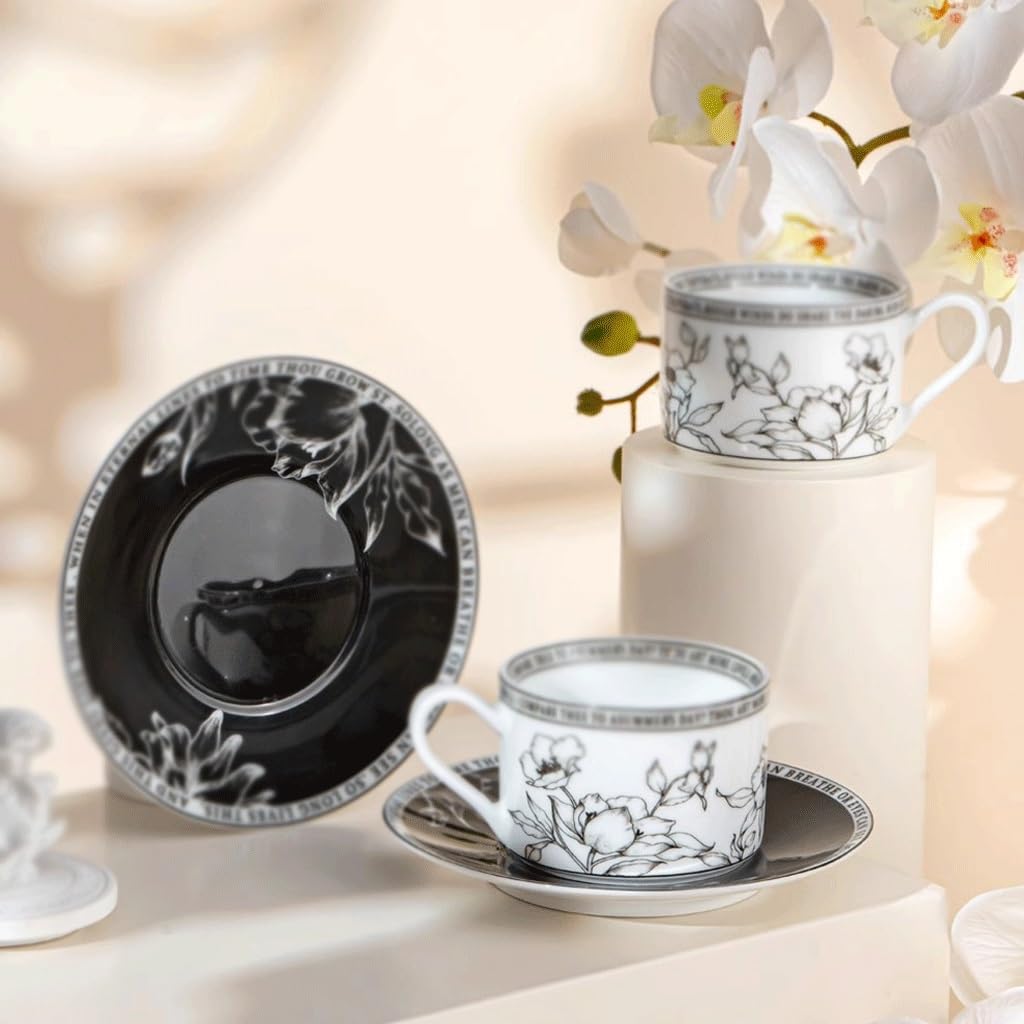 ENGENDER Tazas Cafe Taza De Café Esmaltada Cerámica con Platillo For Beber En Casa Y Uso La Oficina Mug Cups
