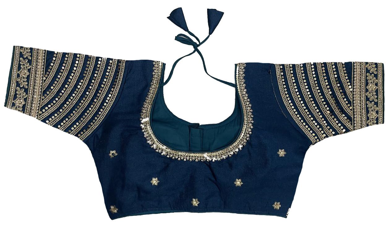 Pujia Mills Chemisier pour femme prêt à l'emploi avec broderie multi-codage fil doré indien ethnique designer cousu sari pour femme pour sari Lehenga Choli