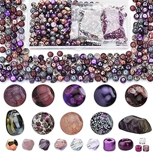 900pcs Glass Craft Beads for Bracelet Making Kit, Include Assorted Round/Bicone/Seed/Rock Beads and Teardrop Pendant for Jewelry Making, Necklace, Art, Designer Charms