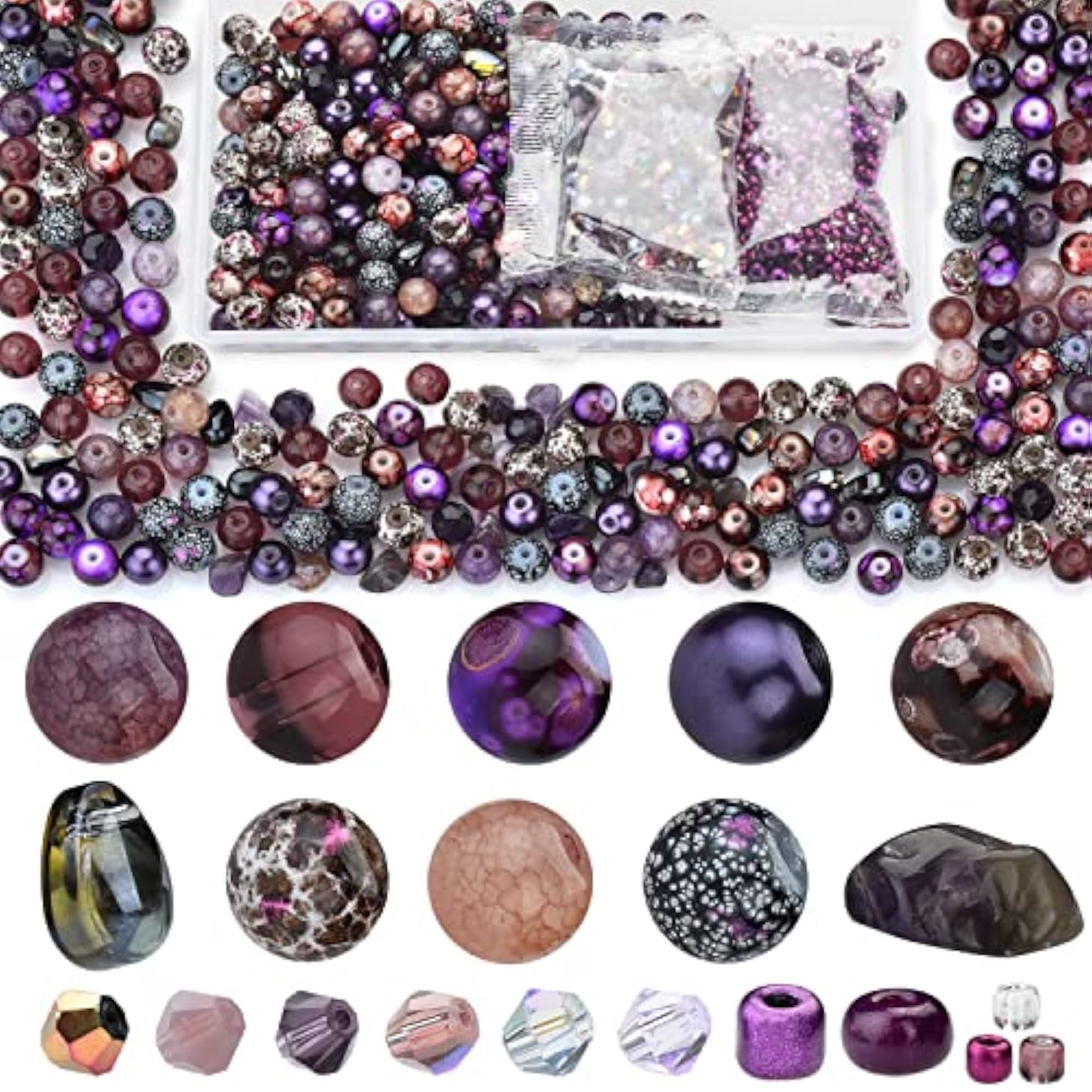 Craft Beads Bracelet Making Kit, 900pcs Assorted Glass Beads
