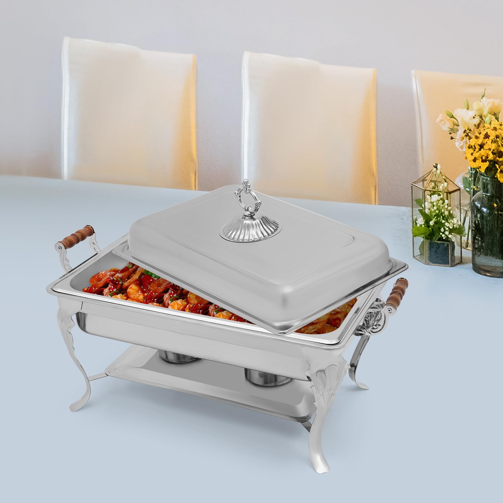 Chafing Dish, Chafing Dish Buffet Set da 2,38 galloni Buffet Server e scaldabagno, fuoco regolabile, per catering commerciale, feste, banchetti