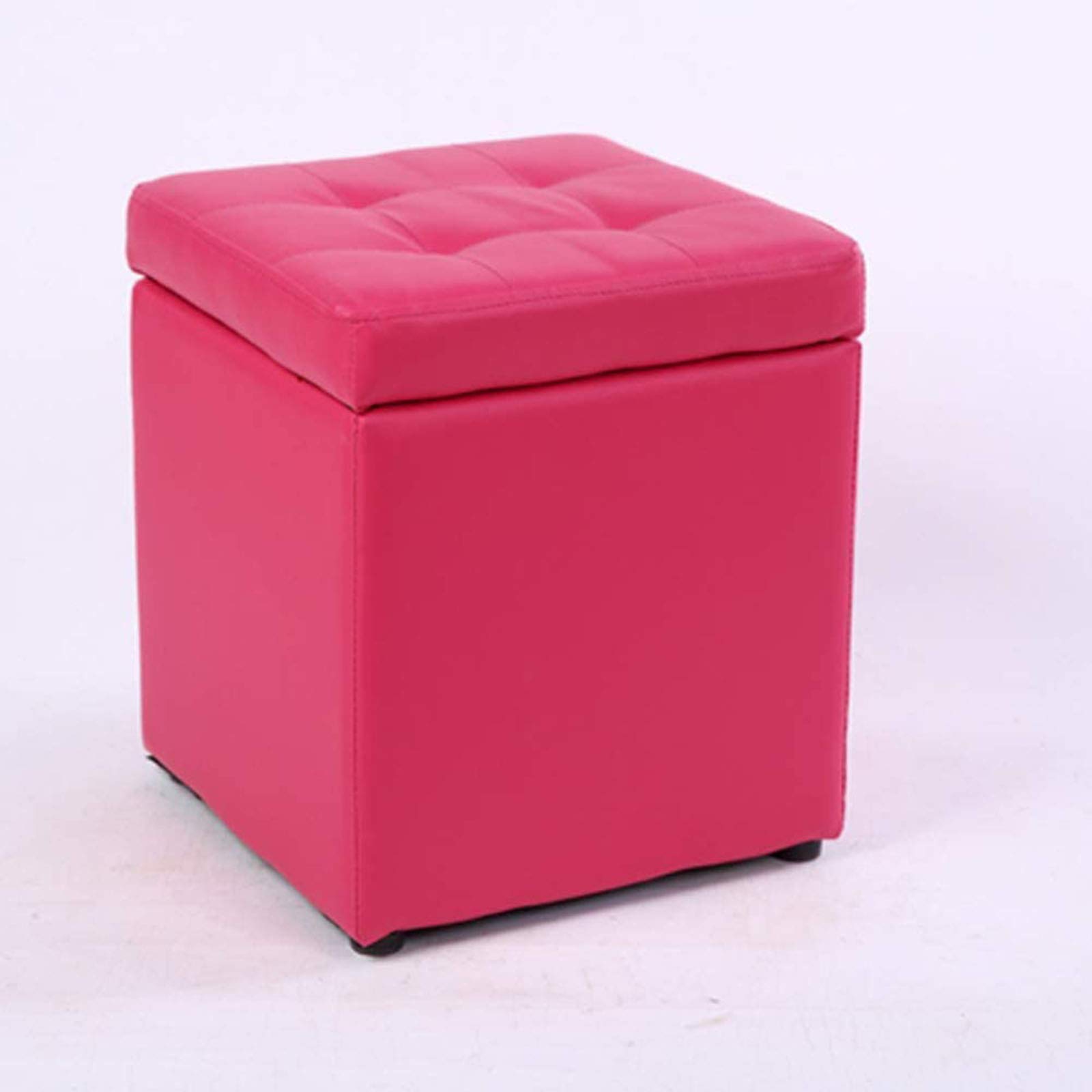 LMMIAOZ Rose Red Ottoman Footrest Stool with Storage, Square Pouf for Living Room & Bedroom, Portable Foot Stool for Small Spaces - Stylish & Functional Home Decor