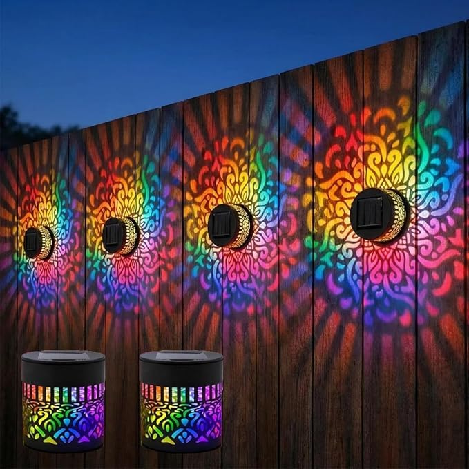 Luces solares de pared de mandala impermeables para decoración de patios