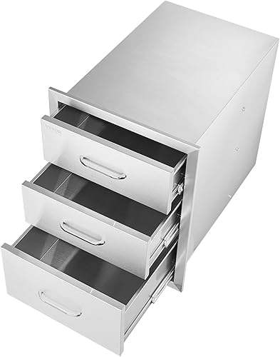 Miniatura 102 de VEVOR Cajones de cocina para exteriores de 14 x 20.3 pulgadas, cajón triple de montaje empotrado, 14 pulgadas de ancho x 20.3 pulgadas de alto x 23
