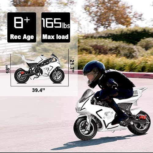 Miniatura 4 de FRP 40cc 4-Stroke Pocket Bike 03 EPA Approved Gas Pocket Bike for Kids WStrong Dual Brake Realistic Racing Pocket Rocket Max Speed 20 Mph Mini Bike