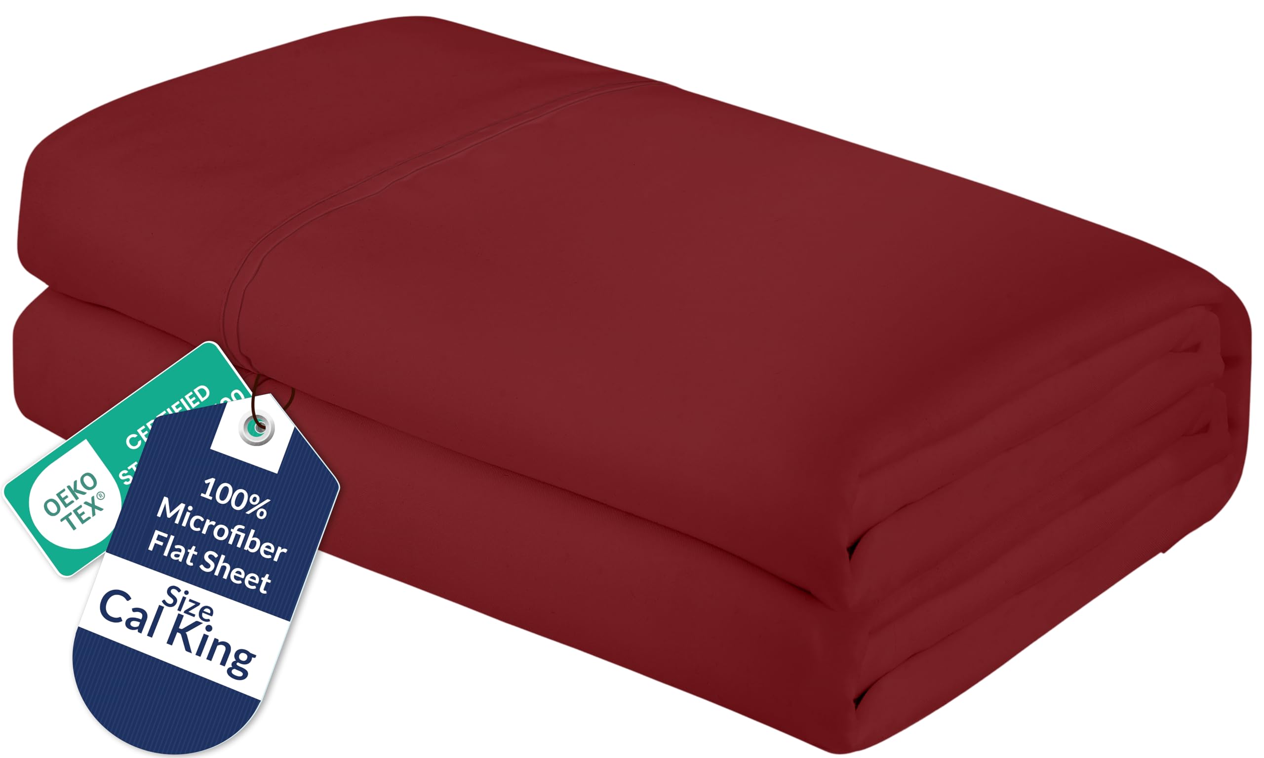 Royale Linens King Cal Flat Sheet - Ultra Soft Brushed 1800 Microfiber Flat Sheets Only - Wrinkle Free &amp; Stain Resistant - Hotel Quality Top Sheet for Bed (King Cal, Tango Red)