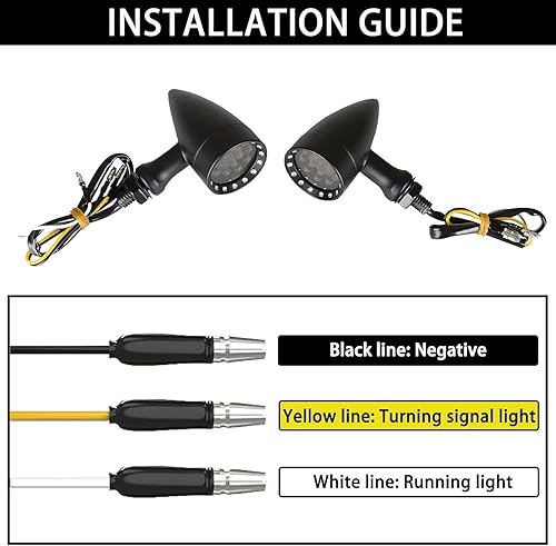 Miniatura 5 de DREAMIZER Señales de giro negras para motocicleta, 15 luces LED intermitentes delanteras y traseras ámbar luz blanca compatible con Harley Cruiser