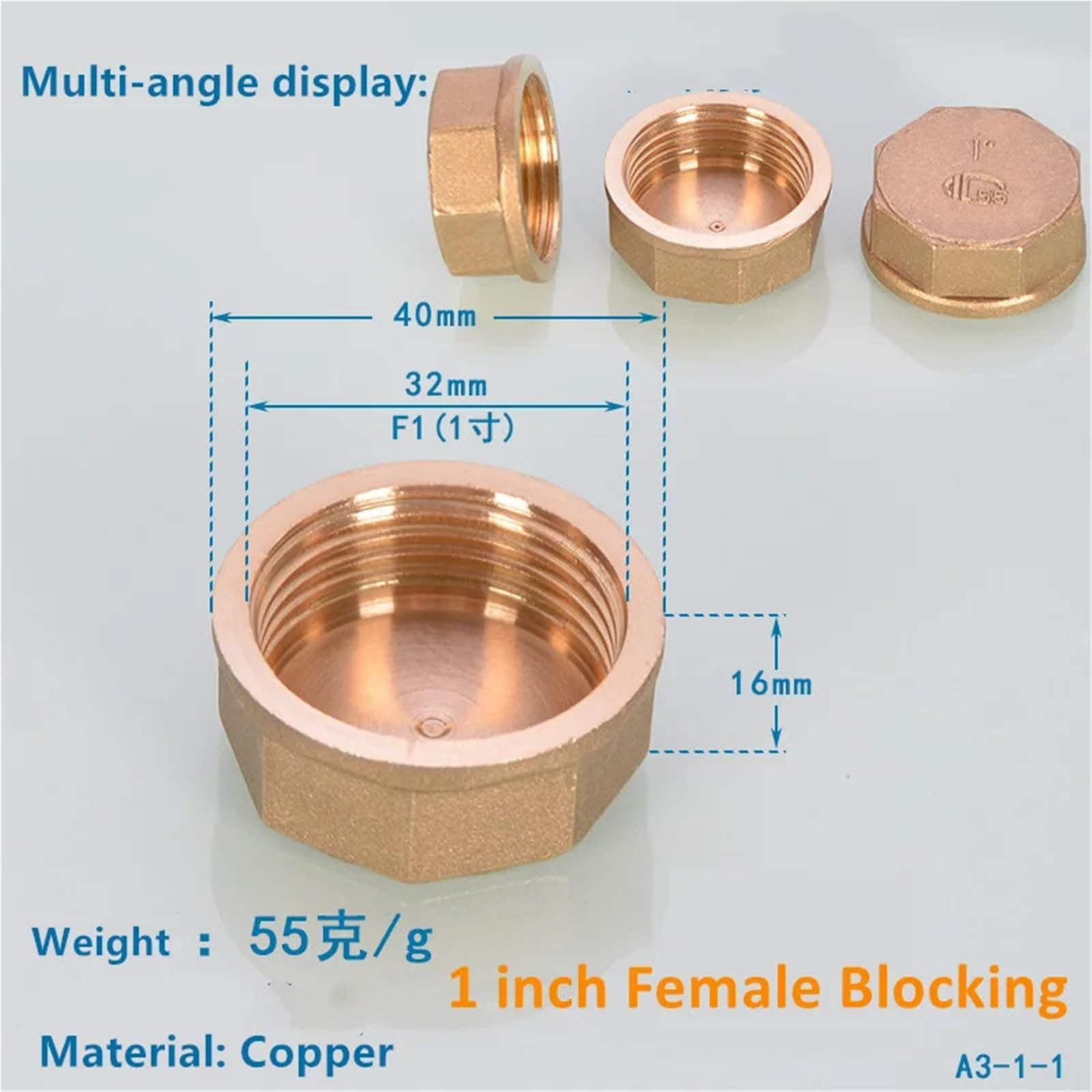 Conector rápido de latón con rosca macho y hembra de 1/2 3/4" y 1 pulgada, adaptador universal for grifo.(1inch Female,5pcs)