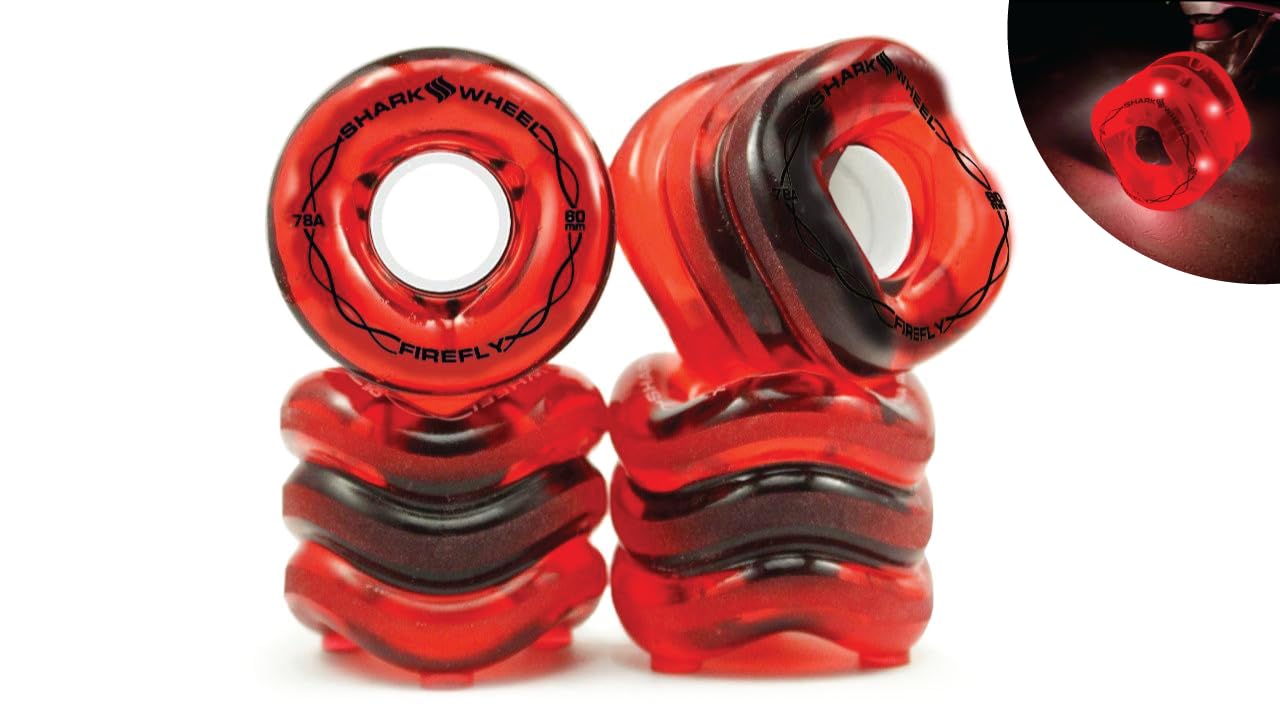 Shark Wheel Firefly 60mm and 70mm Light Up Wheels - for Skateboarding and Longboarding