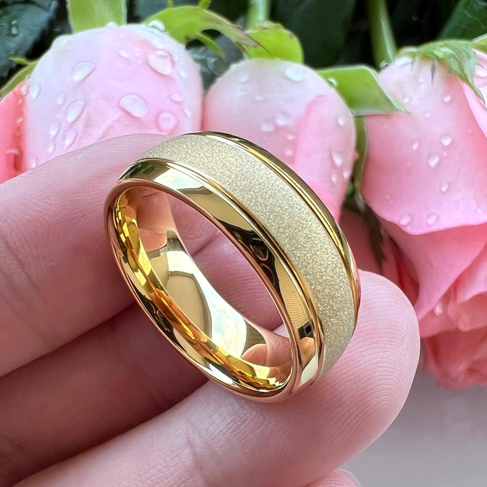 6mm 8mm Black/Gold/Rose Gold/White Tungsten Rings for Men Women Fashion Engagement Wedding Bands Sandblasted Finish I Love You Engraved Comfort Fit - Image 3