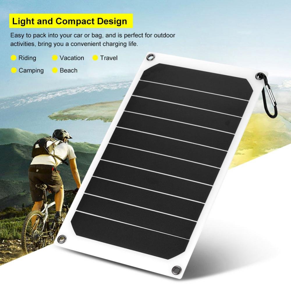 Chargeur d'alimentation mobile de panneau solaire extérieur portable 10W IP64 Sortie USB 5V, pour les voyages, les sports, la randonnée, le camping, la plage et d'autres activités de plein air