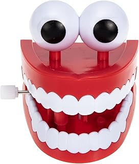 Chattering Teeth Wind up Toy: Walking Teeth Toy with LED Eyes Funny Fake Teeth Clockwork Toy Dentures Joke Toys Party Favors