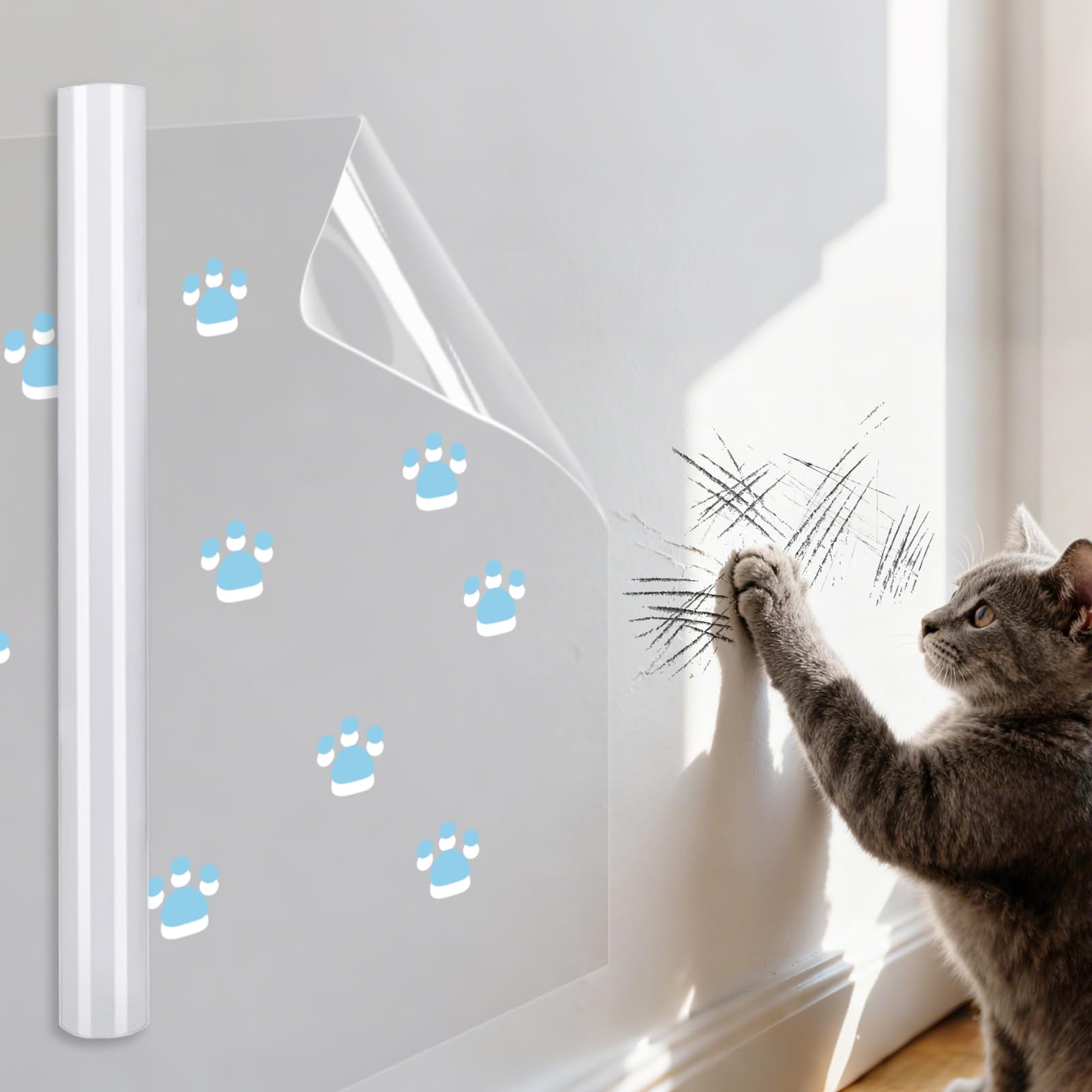 Cosnight 猫 壁紙保護シート 爪研ぎ防止シート 幅30cm×長2.5m ペット 壁保護シート透明 はがせる 猫 爪とぎ防止シート 壁紙 シール 剥がせる キッチン ドア ソファ 家具 賃貸 防水 汚れ防止