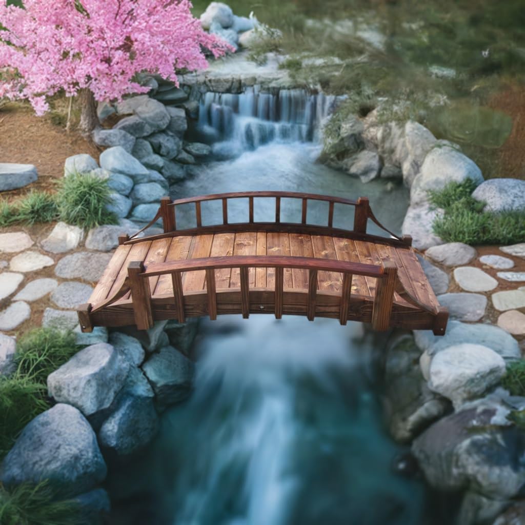 SamsGazebos Country Wood Garden Bridge, 6', Brown