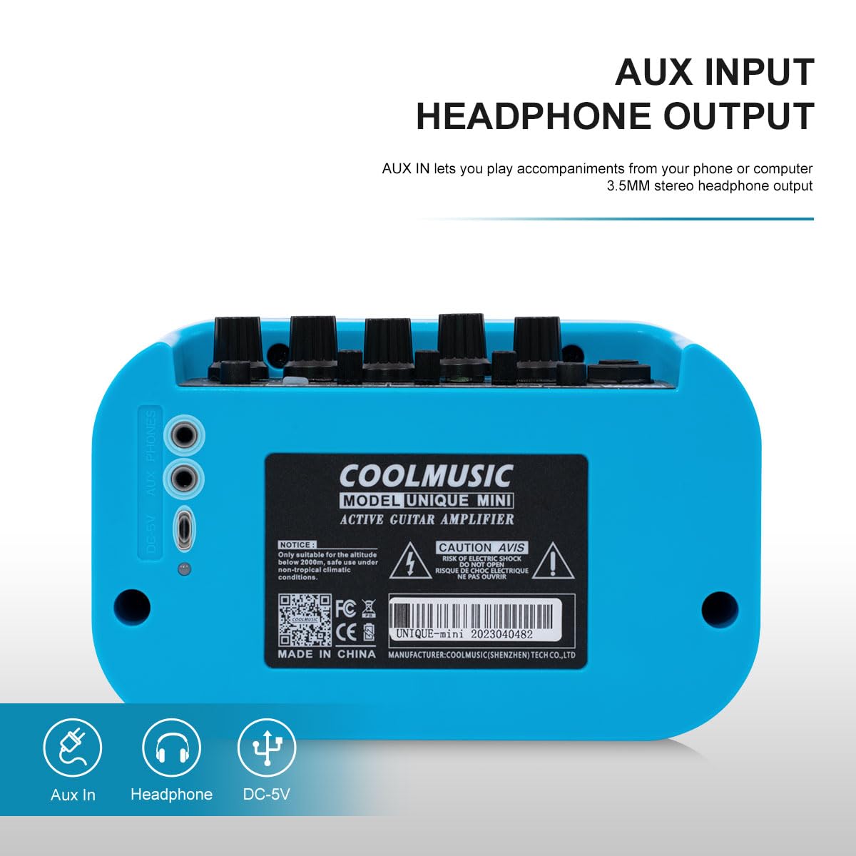 Mini Amplificatore per Chitarra Elettrica 10W Wireless Ricaricabile con Effetti di Ritardo/Distorsione, Bluetooth 5.0 per Esercizio