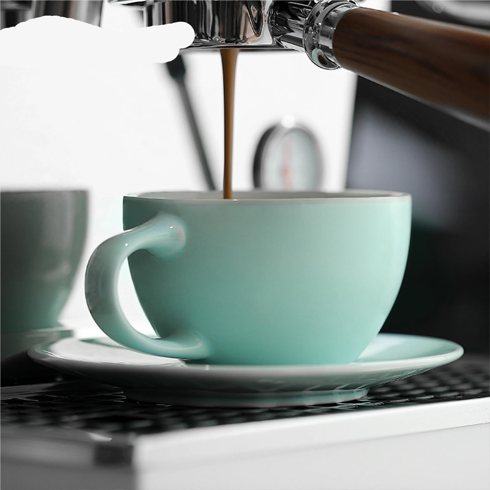 Ceramiczne filiżanki do espresso klasyczny zestaw filiżanek do kawy ze spodkami i łyżeczką artystyczne kubki do herbaty latte mokka eleganckie domowe narzędzia kuchenne (niebieski)
