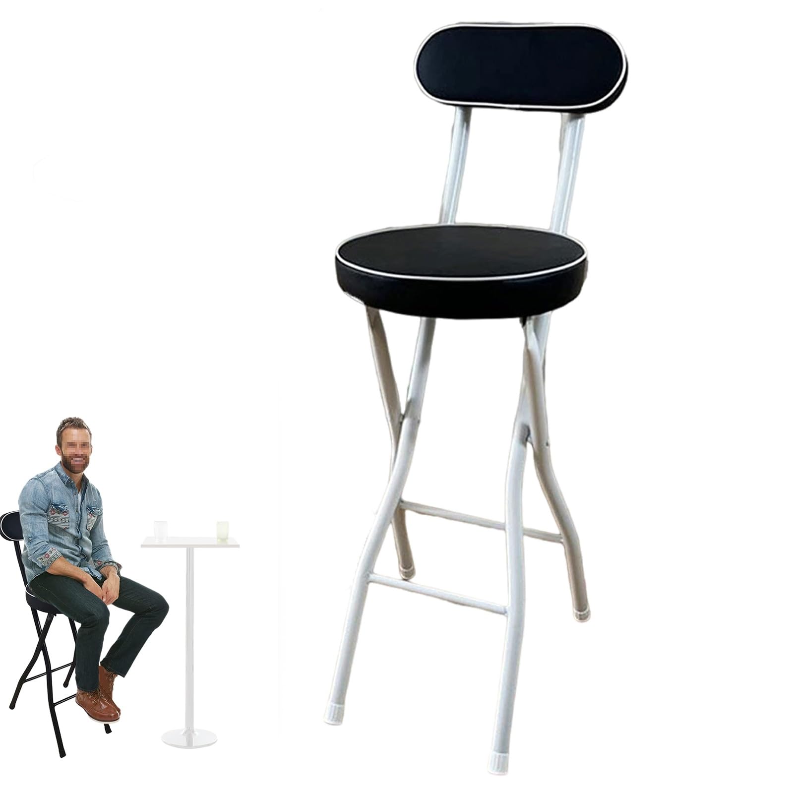 Tabouret de bar pliant gain de place 60 cm rembourré pour cuisine et comptoir