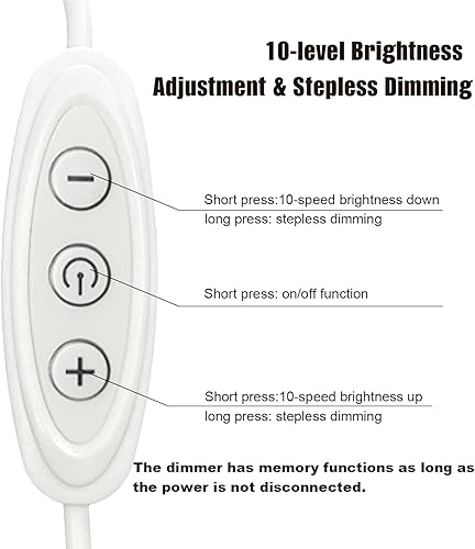 Miniatura 4 de GXILEE Tira de luz USB blanca cálida 3000k CRI92+ 5V COB tira de luz LED con interruptor de atenuación, tira de luz LED de 10 vatios6 pies para