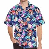 Custom Hawaiian Shirt W/Face for Men Personalized Funny Button Down Hawaiian Shirts w/Photo Tropical