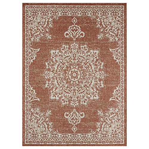 Nicolemillernewyorkpatiocountryazaleatransitionalmedallionindooroutdoorarearugterracottaivory79x102  Urban Country Home Decor Nicole miller new york patio country azalea transitional medallion indooroutdoor area rug terracottaivory 79×102  urban country home decor