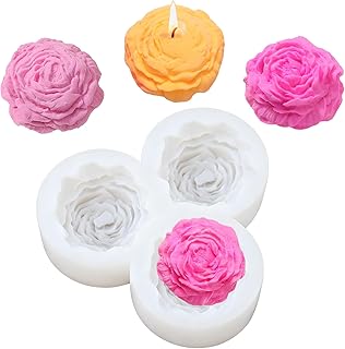 3D Peony Flower Silicone Molds Set, Silicone Candle Molds Flower Soap Mold for Handmade Gifts DIY Craft Suppliers for Party Home Wedding Decoration Chocolate Cake Candy Moulds