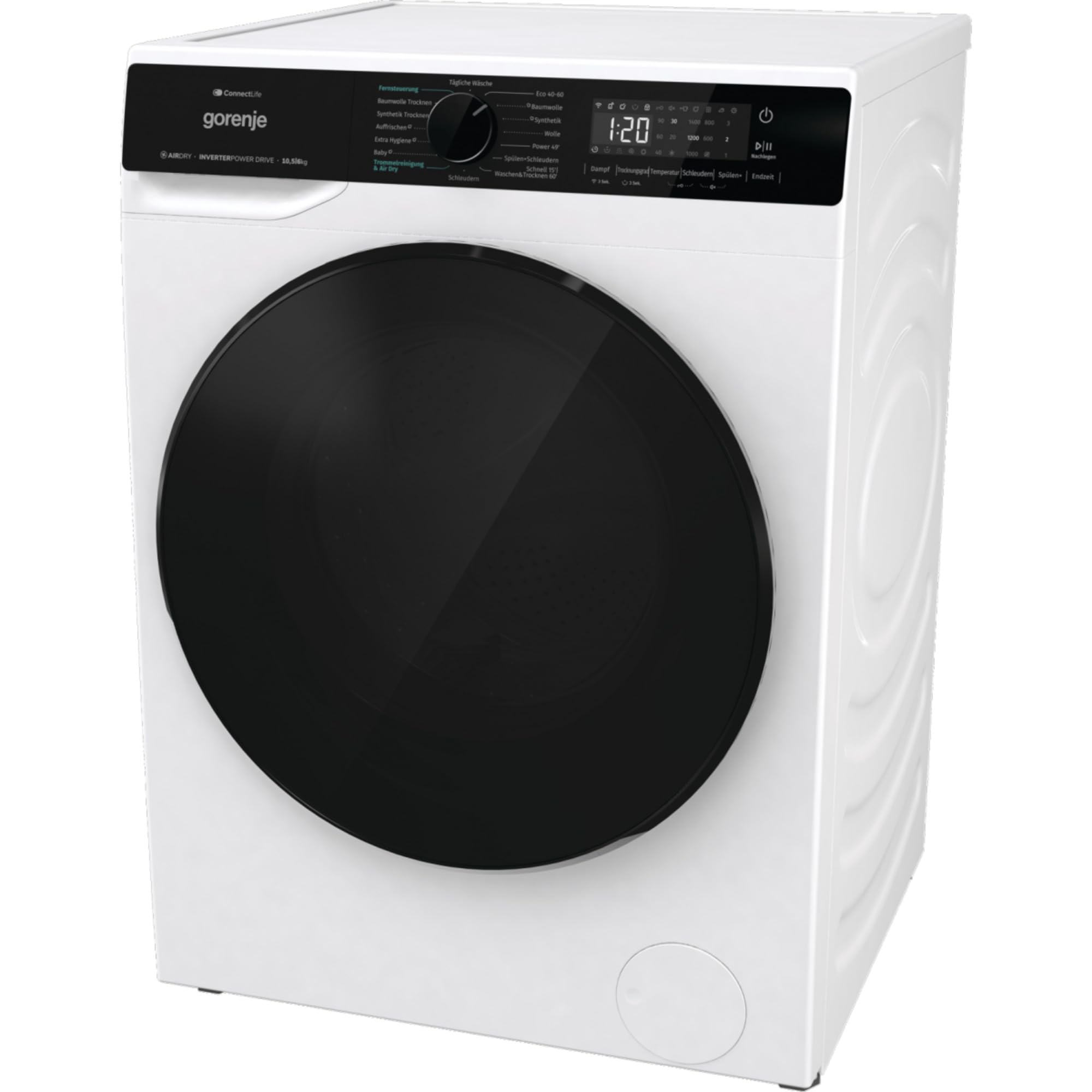 Gorenje WD2PA1X64ADW, DE suszarka do prania, Connect Life, 16 programów, 10,5 kg, 54 l, 1400 U, min, Total AquaStop, AirDry, Inverter PowerDrive, AllergySteam, Wash&Dry 60', A-20%