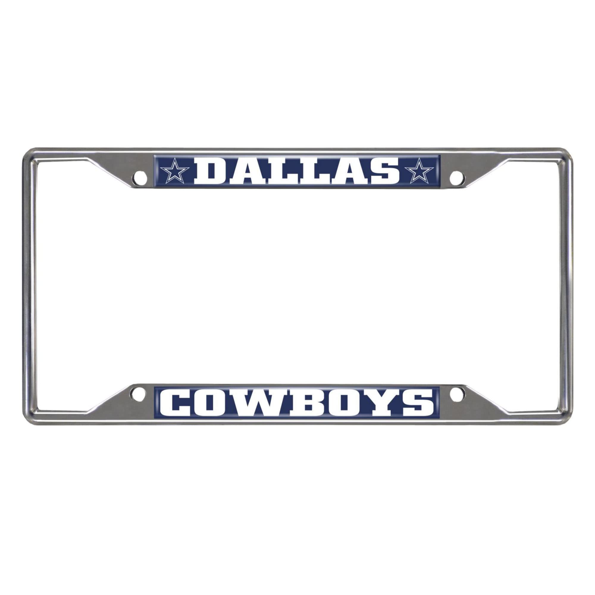 FANMATS NFL Dallas Cowboys Chrome License Plate Frame, Chrome, 6.25" x 12.25"