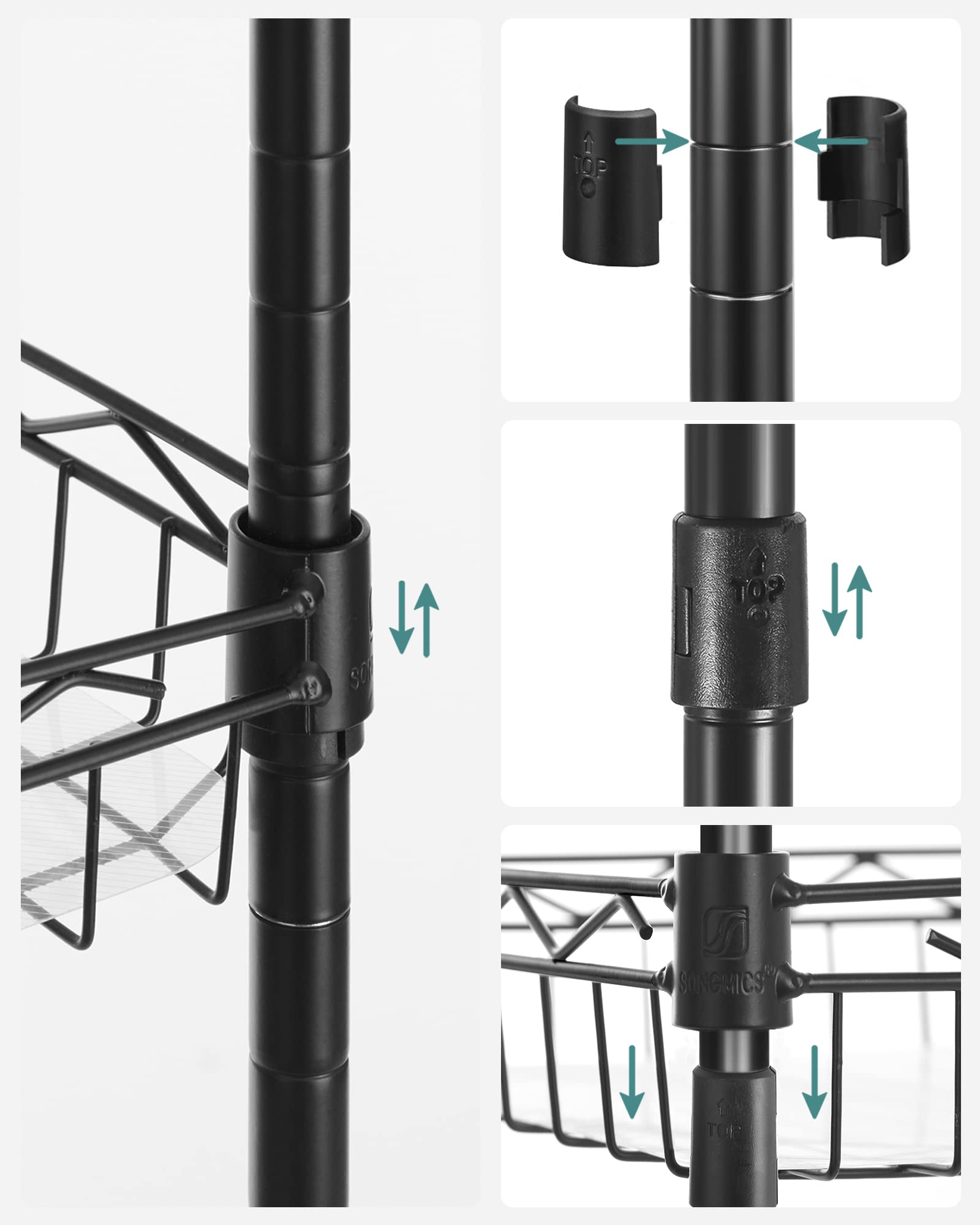 SONGMICS Badkamerplank met 4 haken voor kleine ruimtes
