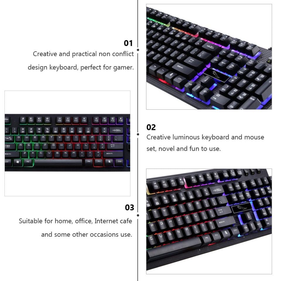 Clavier et souris USB lumineuses gaming mécanique PC