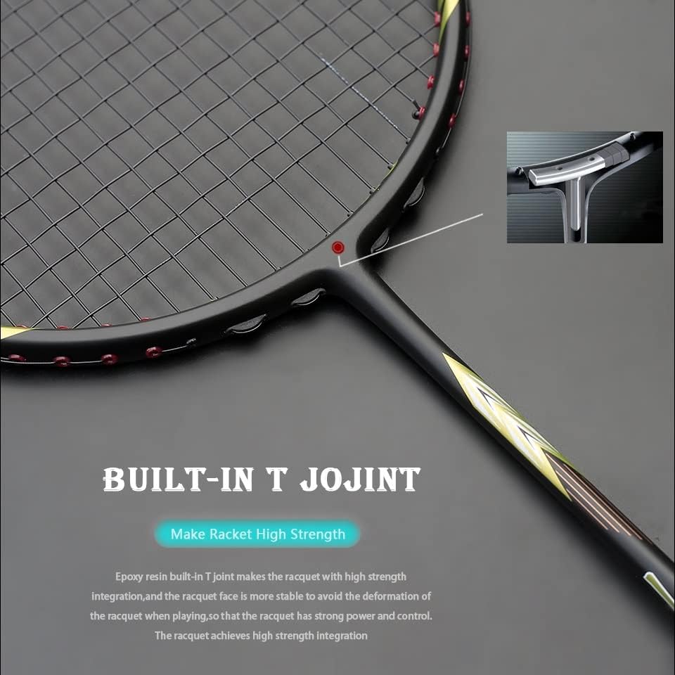 Miniatura 3 de QDLZLG Professional 3U 85G Carbon Fiber Badminton Rackets Offensive Type G5 Light Weight Training Racquet with Strings Bags Adult Sport