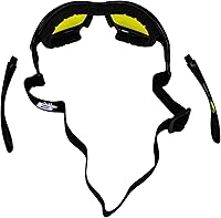 Vista 2 de Birdz Gafas de sol Thrasher acolchadas para motocicleta para hombres y mujeres, marco negro con lentes amarillas convertibles para gafas