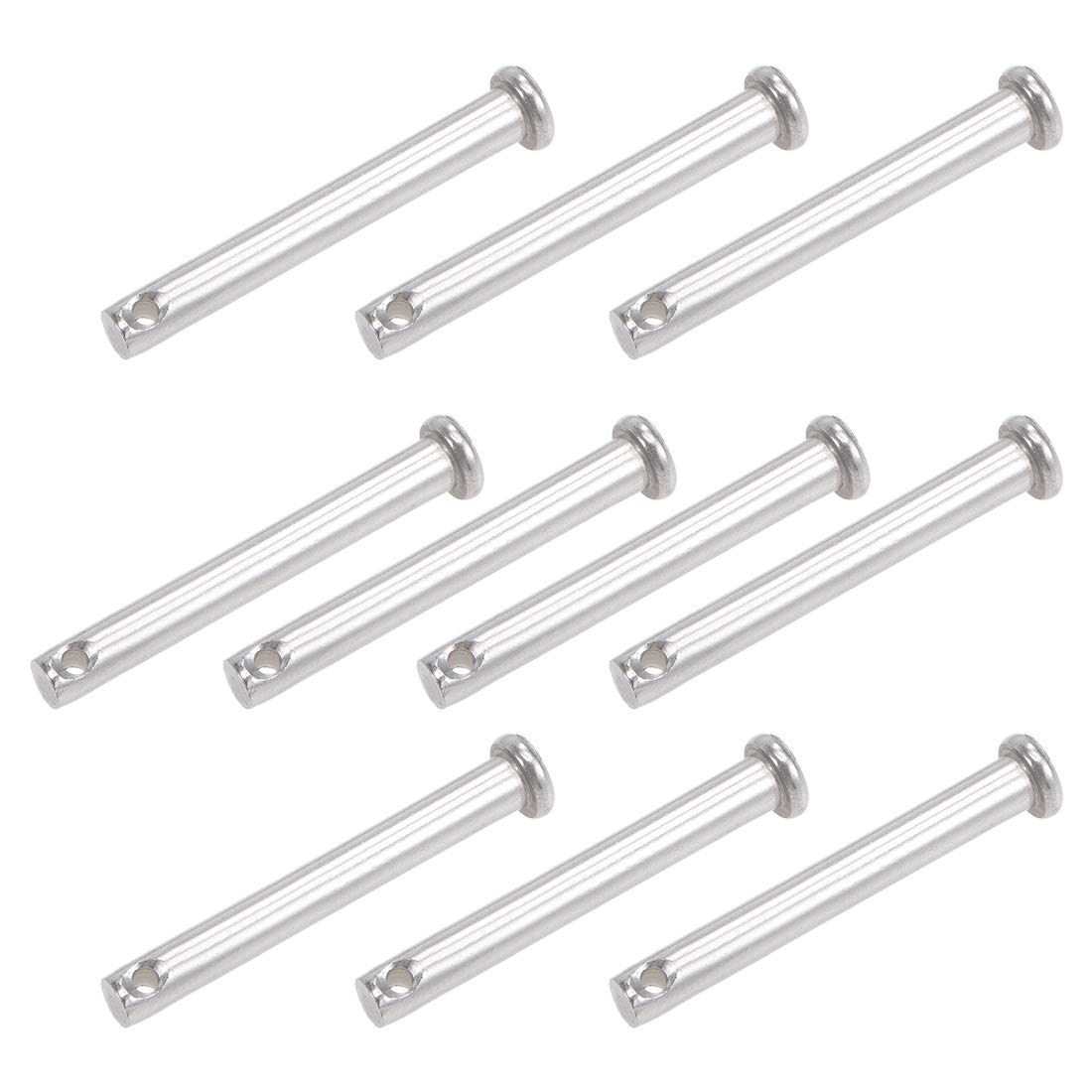 sourcing map Single Hole Clevis Pins - 5mm X 40mm Flat Head 304 Stainless Steel Link Hinge Pin 10Pcs
