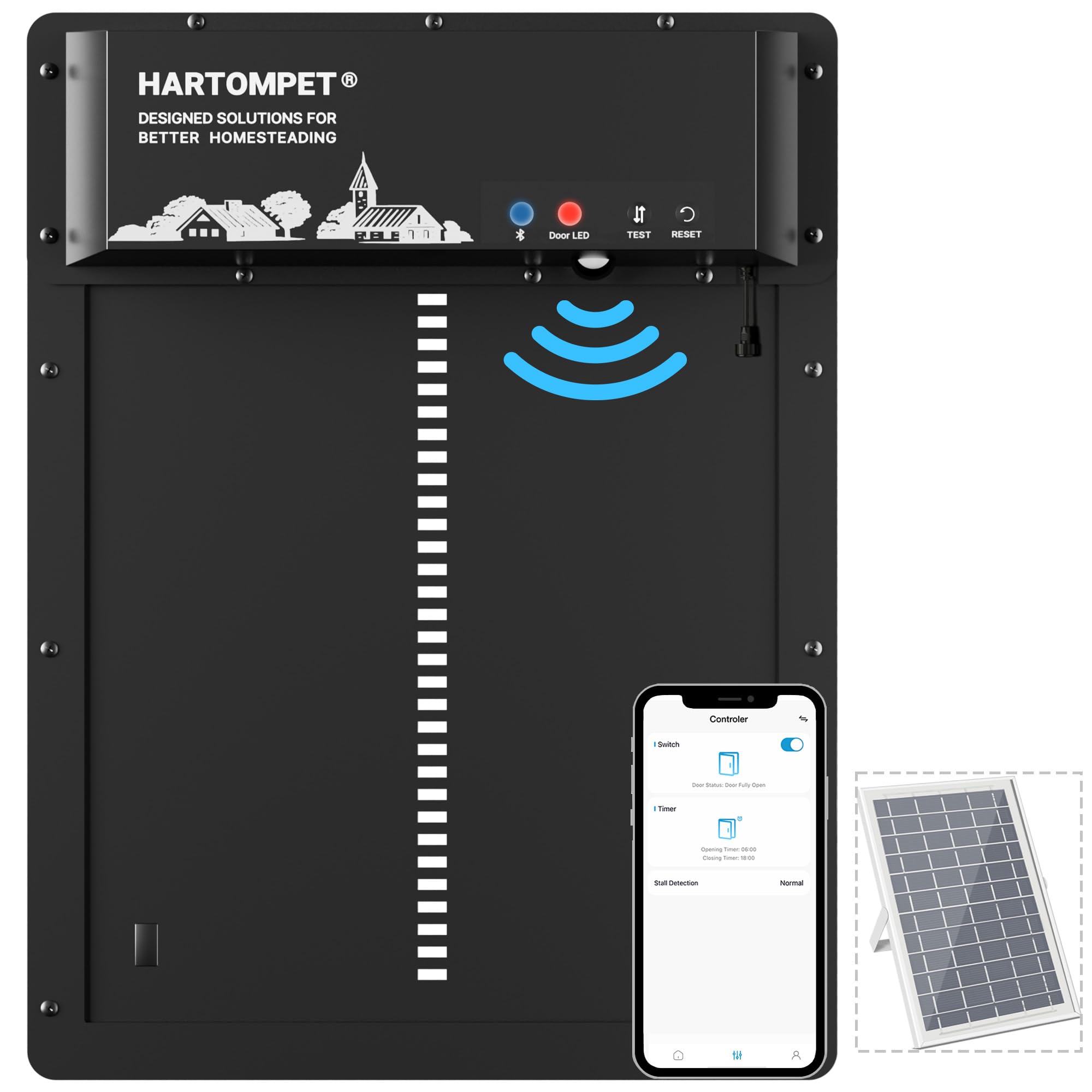 Porta automatica per pollaio - App programmabile, batteria/solare/opzioni di alimentazione di rete, protezione multipla anti-pizzico con rilevamento della resistenza, porta di pollo elettrica in