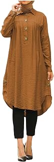 Hotpants Bikini Musulmán Abaya para Mujer Manga Larga con Botones Vestido Casual Dubai Trajes Vestido Envolvente Manga Larga