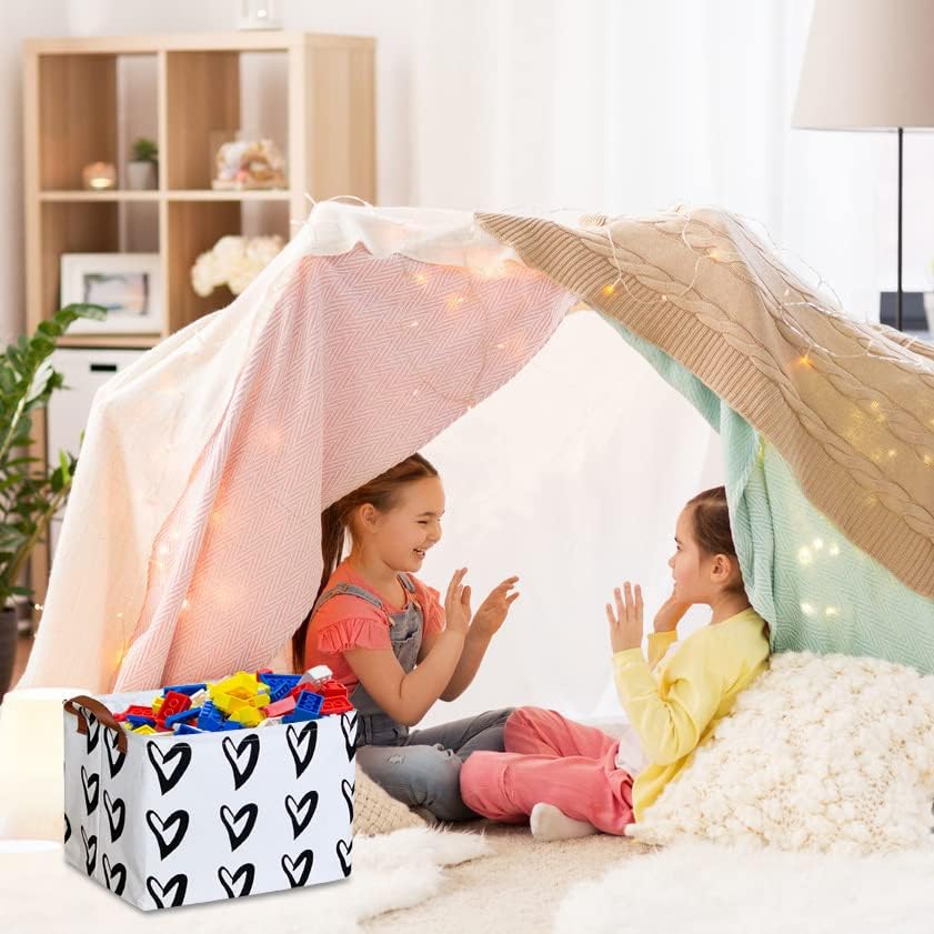 Miniatura 3 de CLOCOR - Cesta de almacenamiento rectangular, bonito patrón, plegable, caja de almacenamiento con revestimiento impermeable con asas para la